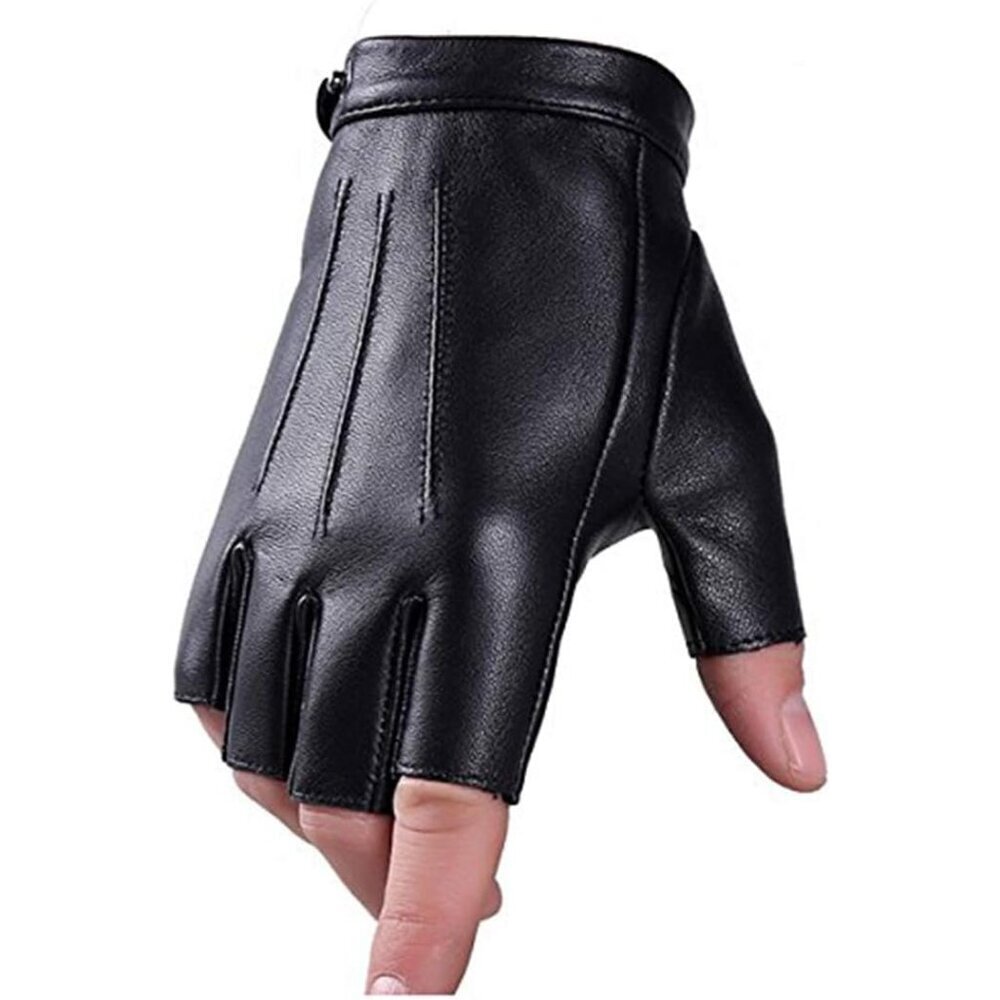 Fingerless Driving Gloves Faux Leather Outdoor Sport Unisex Medium